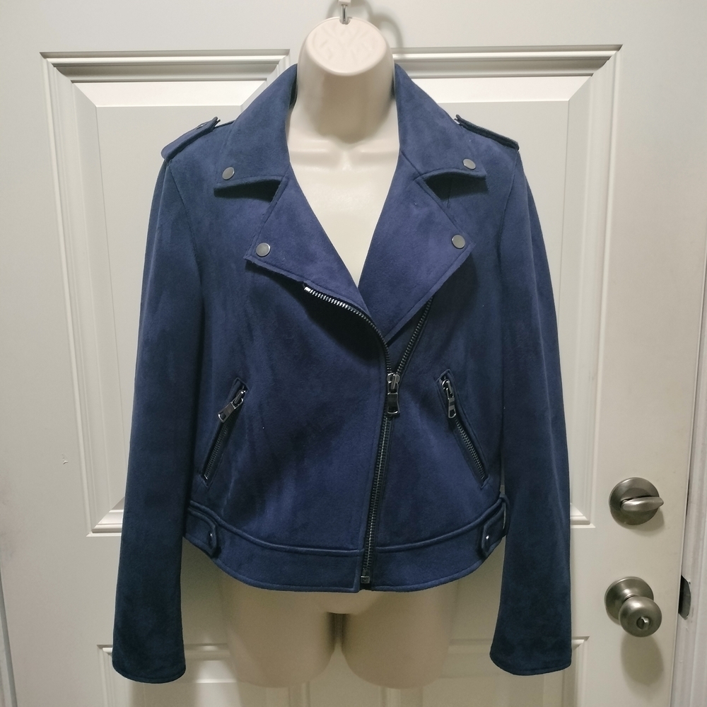 LOFT Deep Blue Women's Leather Jacket Size 2